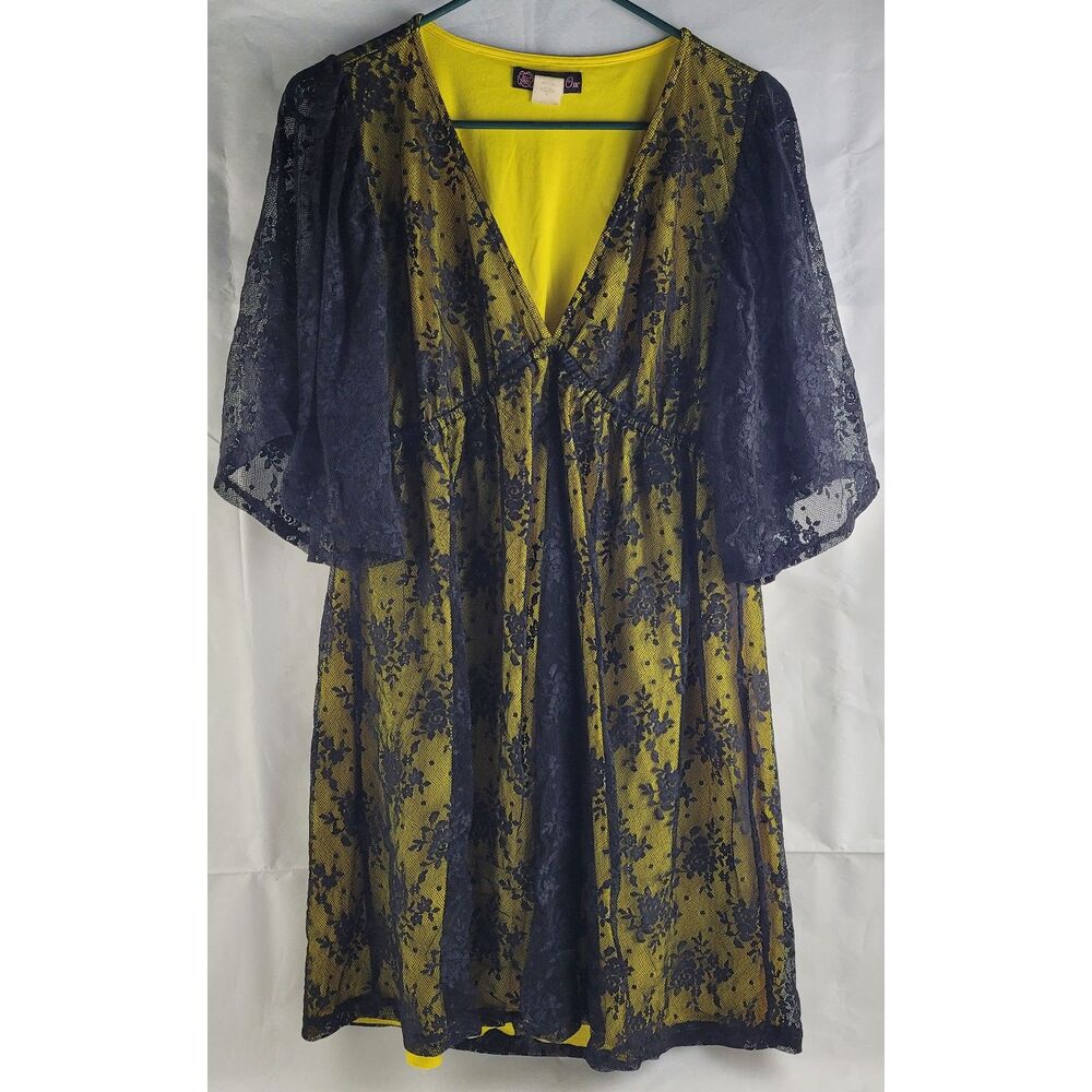 Volume One V Neck floral lace overlay mini dress Sz XL